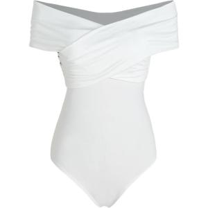CIDER Women’s French Riviera Vacation Solid Off-shoulder Bodysuit(White)