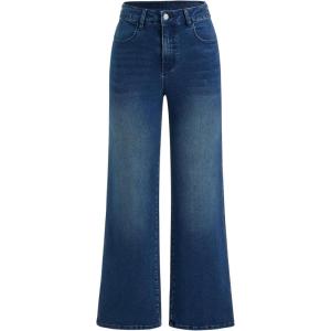 CIDER Womens Straight Leg Jean Mid Waist Trendy Fall Fashion Denim Pant Slim Basic Casual Business Boyfriend Jeans(Mid Blue)