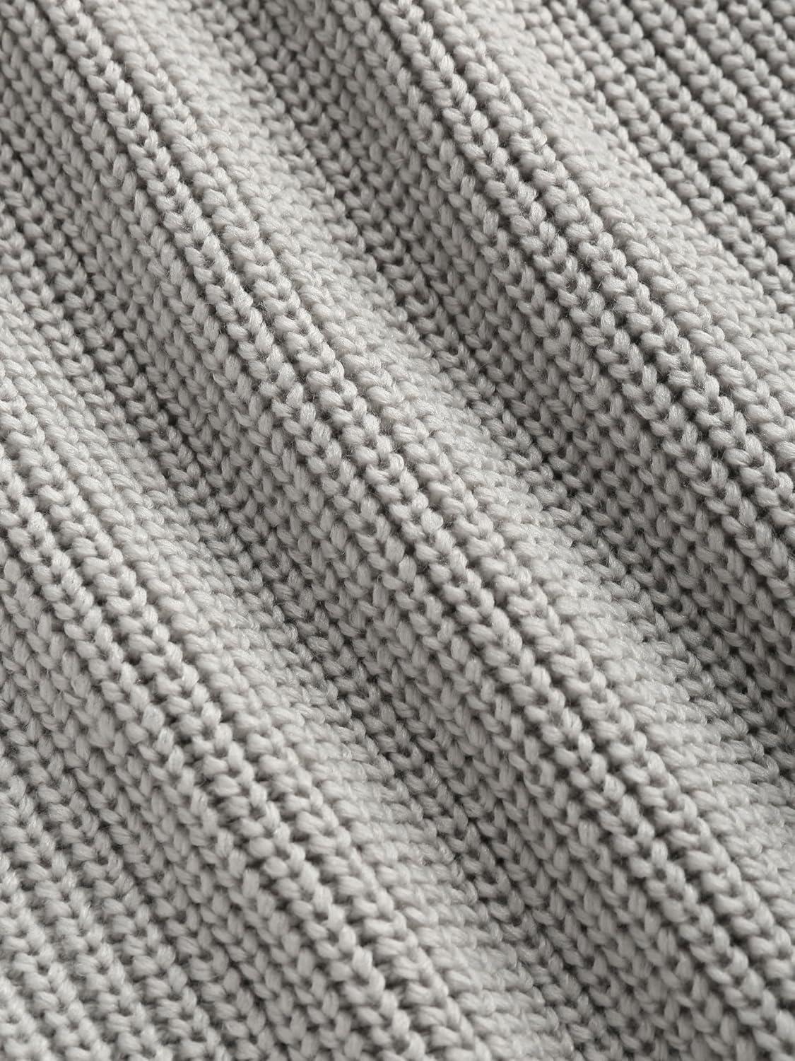 imageCIDER Cropped Sweaters for Women Turtleneck Sweater Long Sleeve Ribbed Knit Lantern Sleeve Pullover Fall Outfits Grey XL