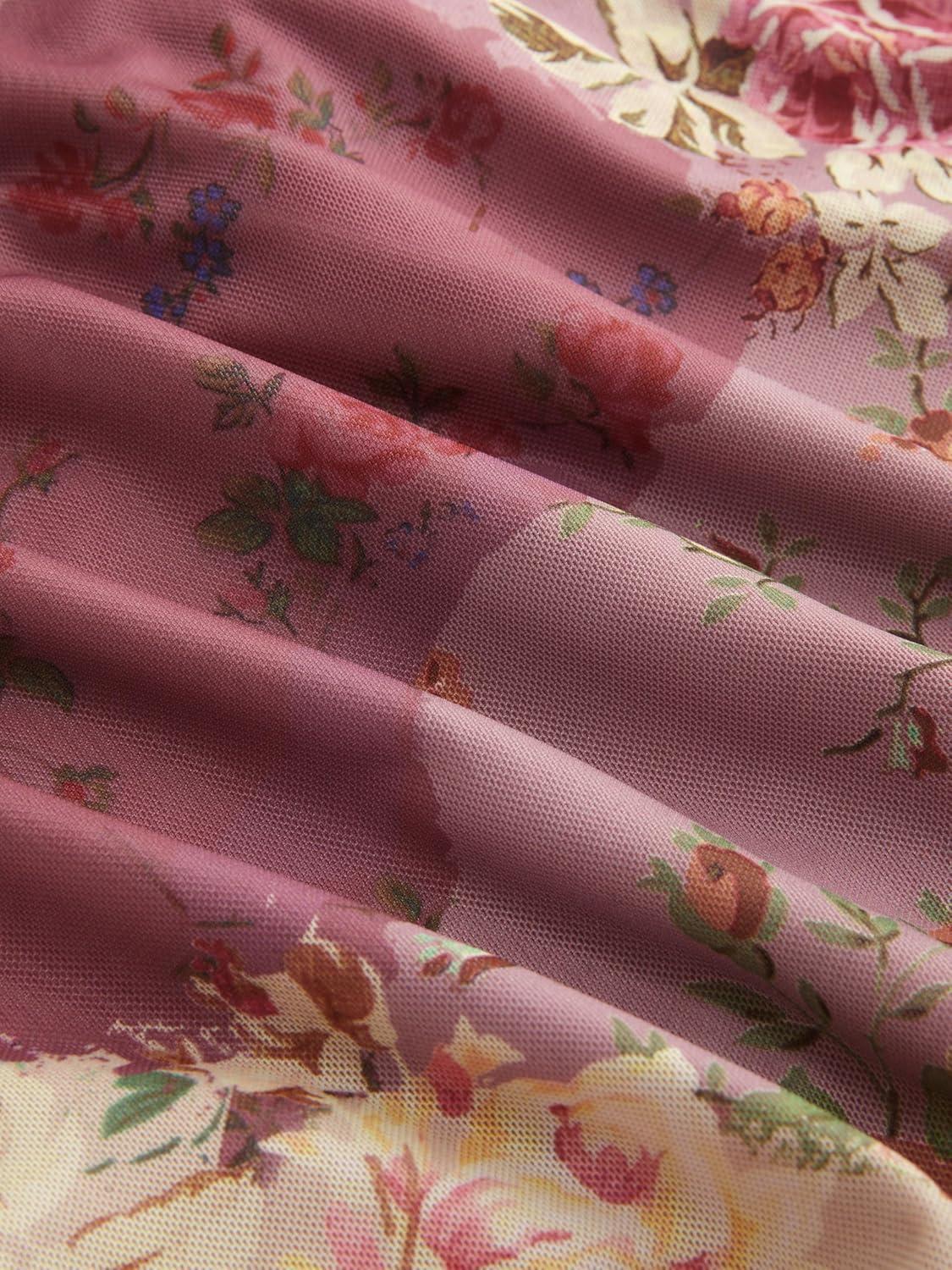 imageCIDER Floral Tops for Women V Neck Short Sleeve Tie Front Summer TopsPink