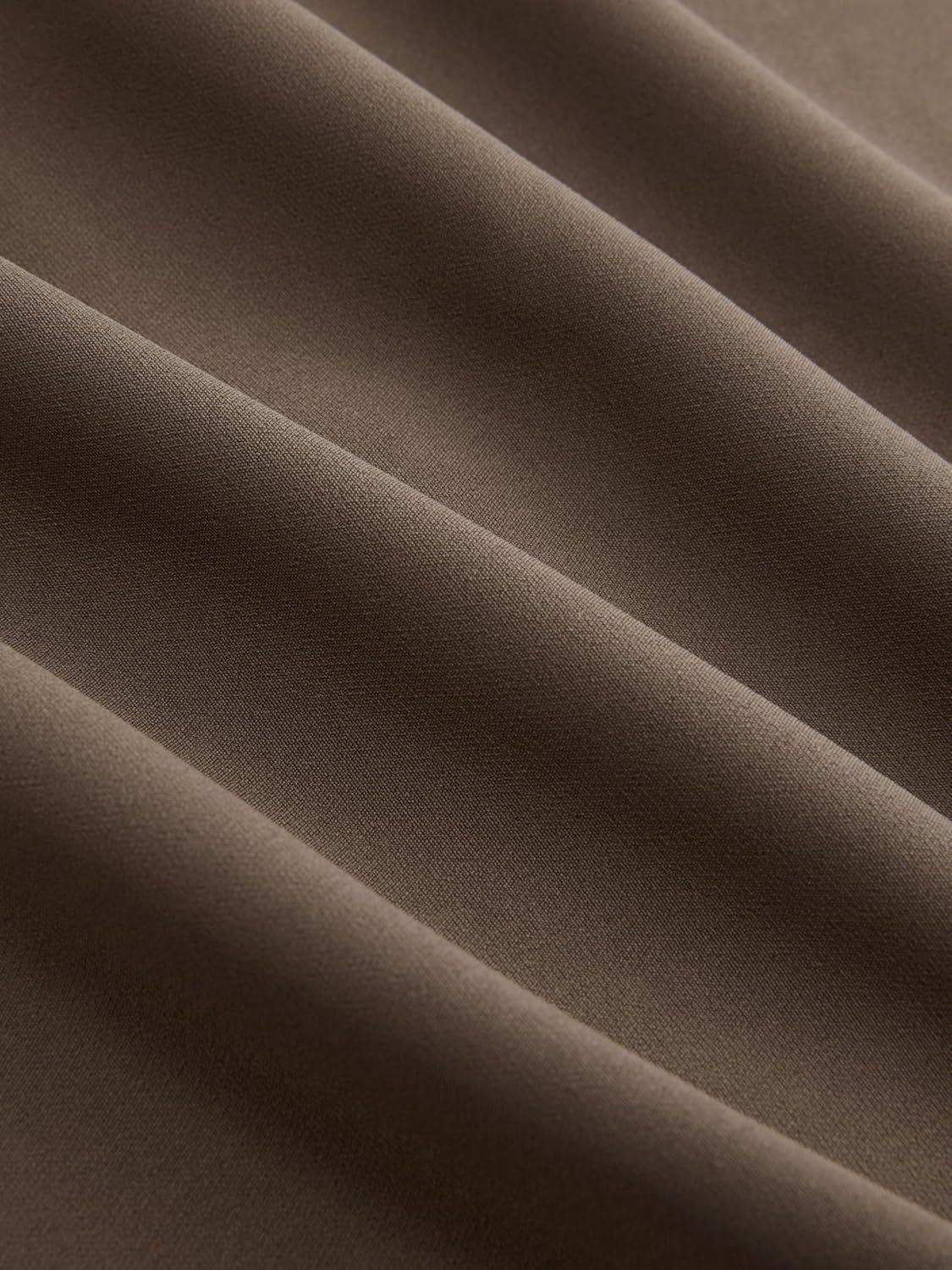 imageCIDER Knee Length Skirts for Women Button Front ALine Elastic Mid Waist Solid Casual Basic Midi Skirt Fall TrendyTan