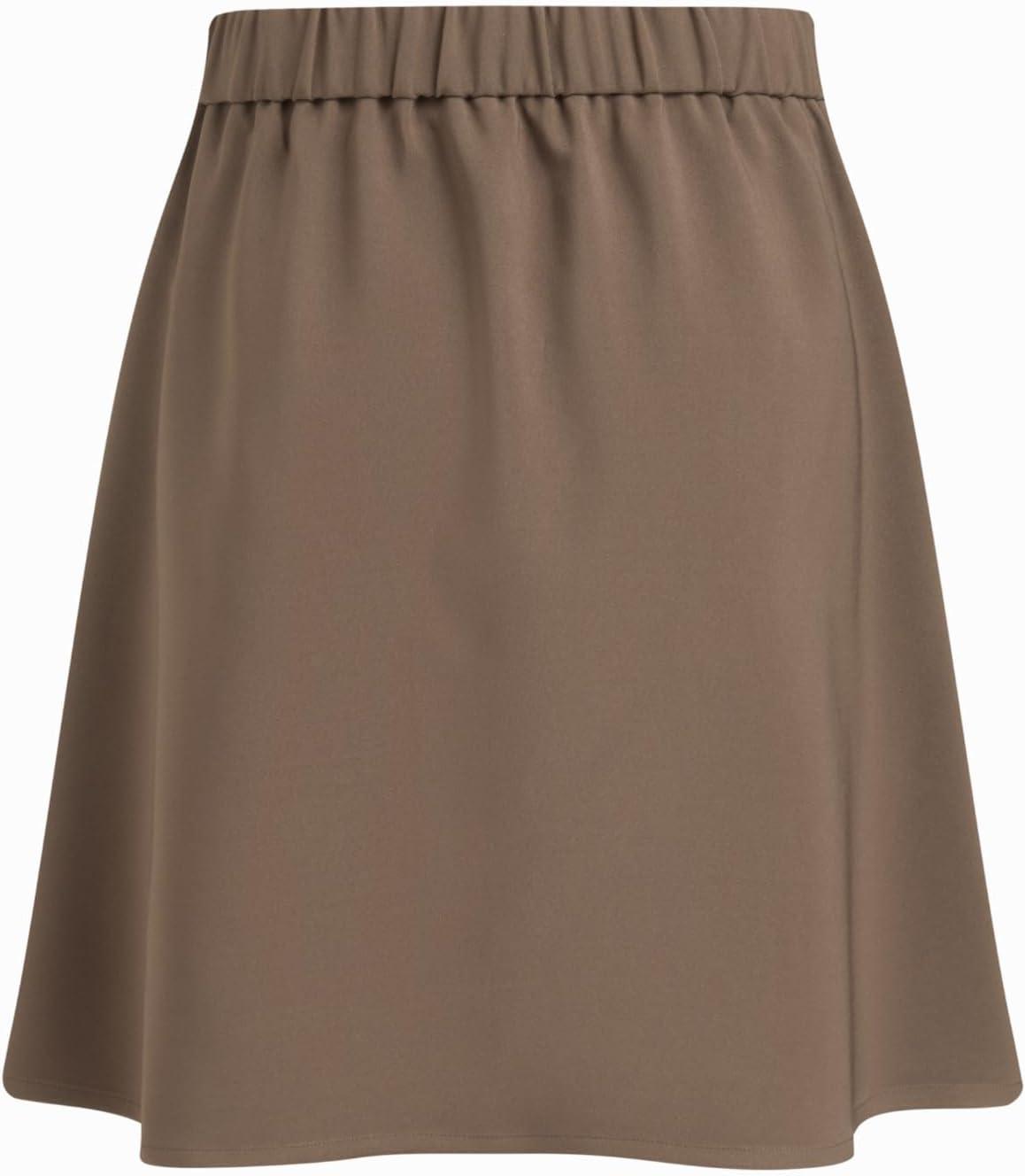 imageCIDER Knee Length Skirts for Women Button Front ALine Elastic Mid Waist Solid Casual Basic Midi Skirt Fall TrendyTan