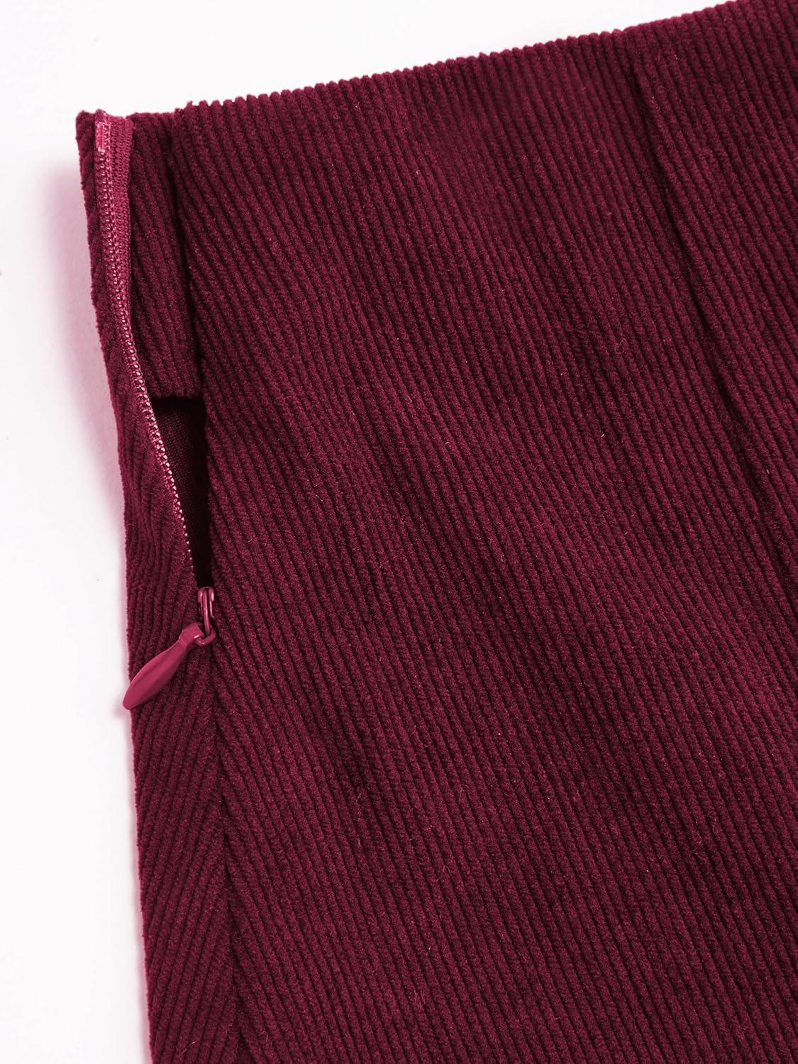 imageCIDER Mini Skirt Pleated Mid Waist Corduroy Women Short for Women Fall Mini Skirts TrendyBurgundy