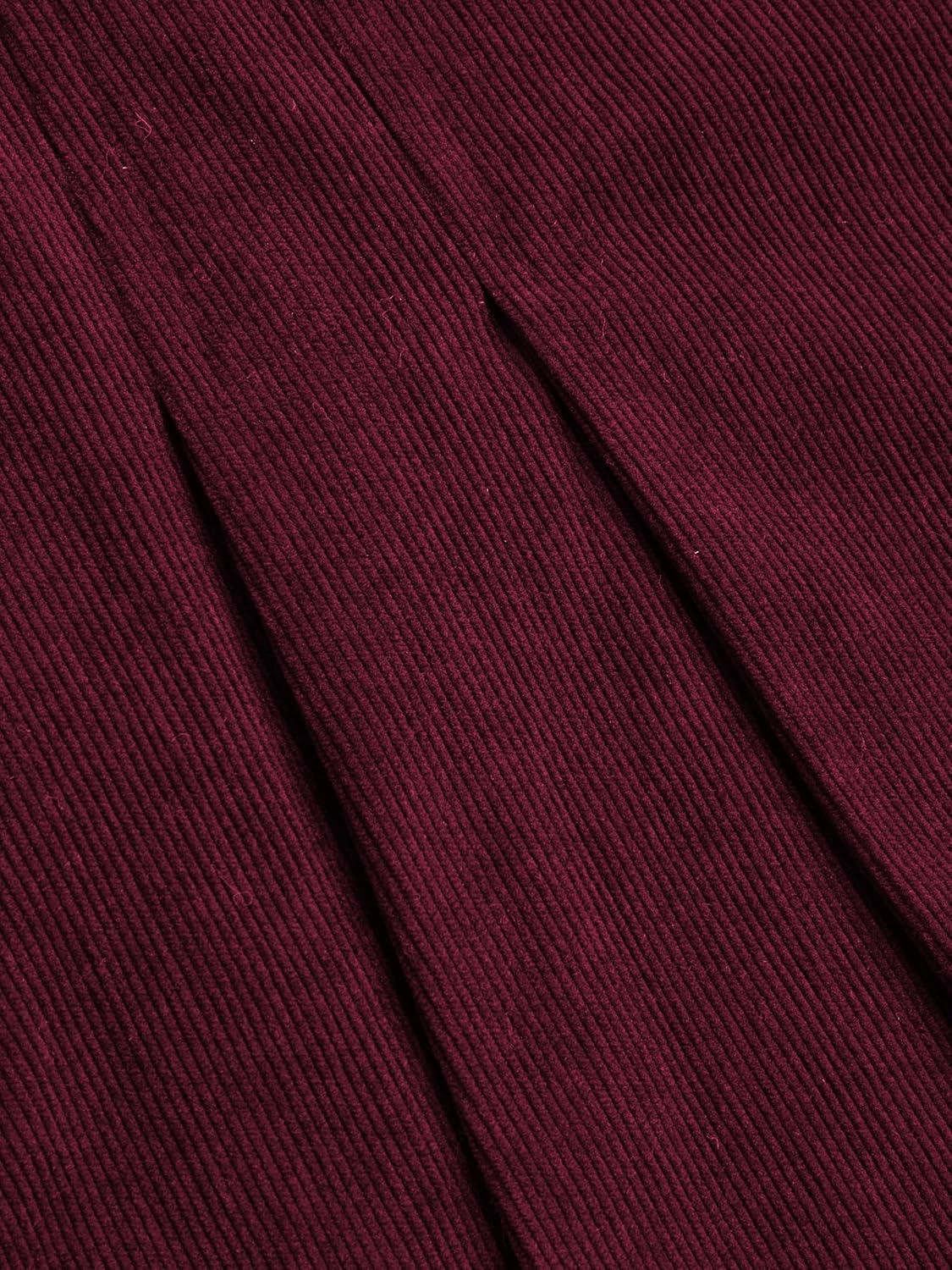 imageCIDER Mini Skirt Pleated Mid Waist Corduroy Women Short for Women Fall Mini Skirts TrendyBurgundy