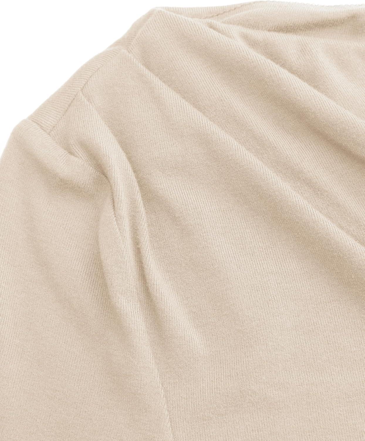 imageCIDER Off The Shoulder Tops for Women Long Sleeve Shirts Asymmetrical Neck Ruched Going Out Tops Y2K Slim Fit Fall TopBeige