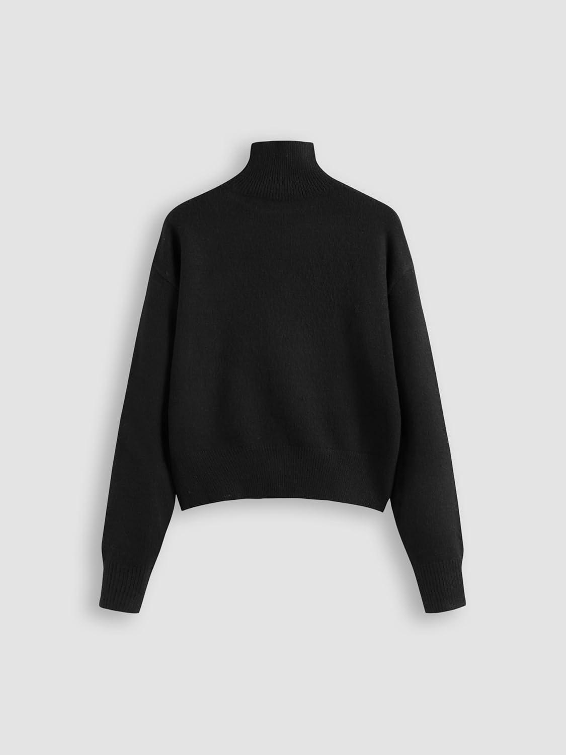 imageCIDER Oversized Sweater Women Turtle Neck Long Sleeve Knit Top Pullover Jumper Slouchy Fall Winter TrendyBlack