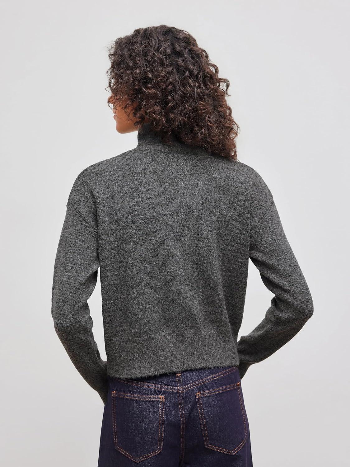 imageCIDER Oversized Sweater Women Turtle Neck Long Sleeve Knit Top Pullover Jumper Slouchy Fall Winter TrendyGrey