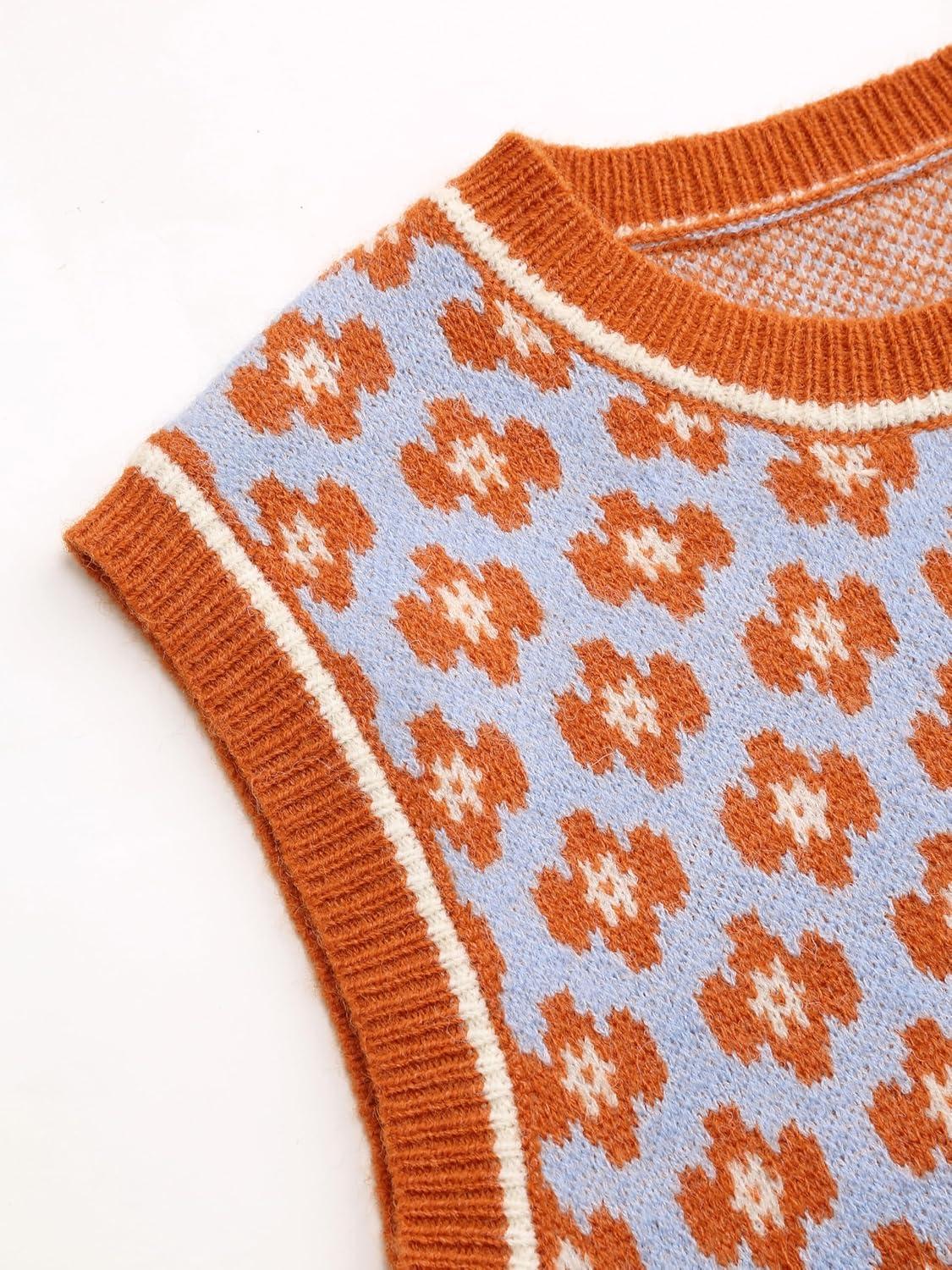 imageCIDER Sweater Vest Women Sleeveless Cropped Sweaters Cute Graphic Tank Tops Old Money Clothes Fall OutfitsOrange