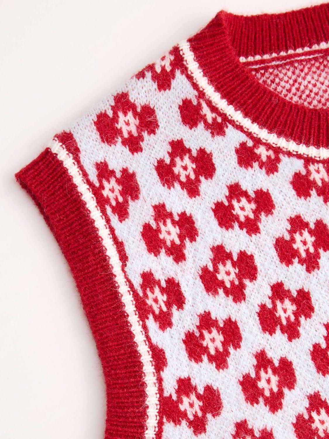 imageCIDER Sweater Vest Women Sleeveless Cropped Sweaters Cute Graphic Tank Tops Old Money Clothes Fall OutfitsRed