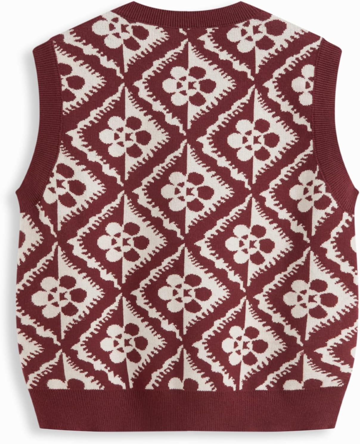 imageCIDER Sweater Vest Women Sleeveless Cropped Sweaters Cute Graphic Tank Tops Old Money Clothes Fall OutfitsWine