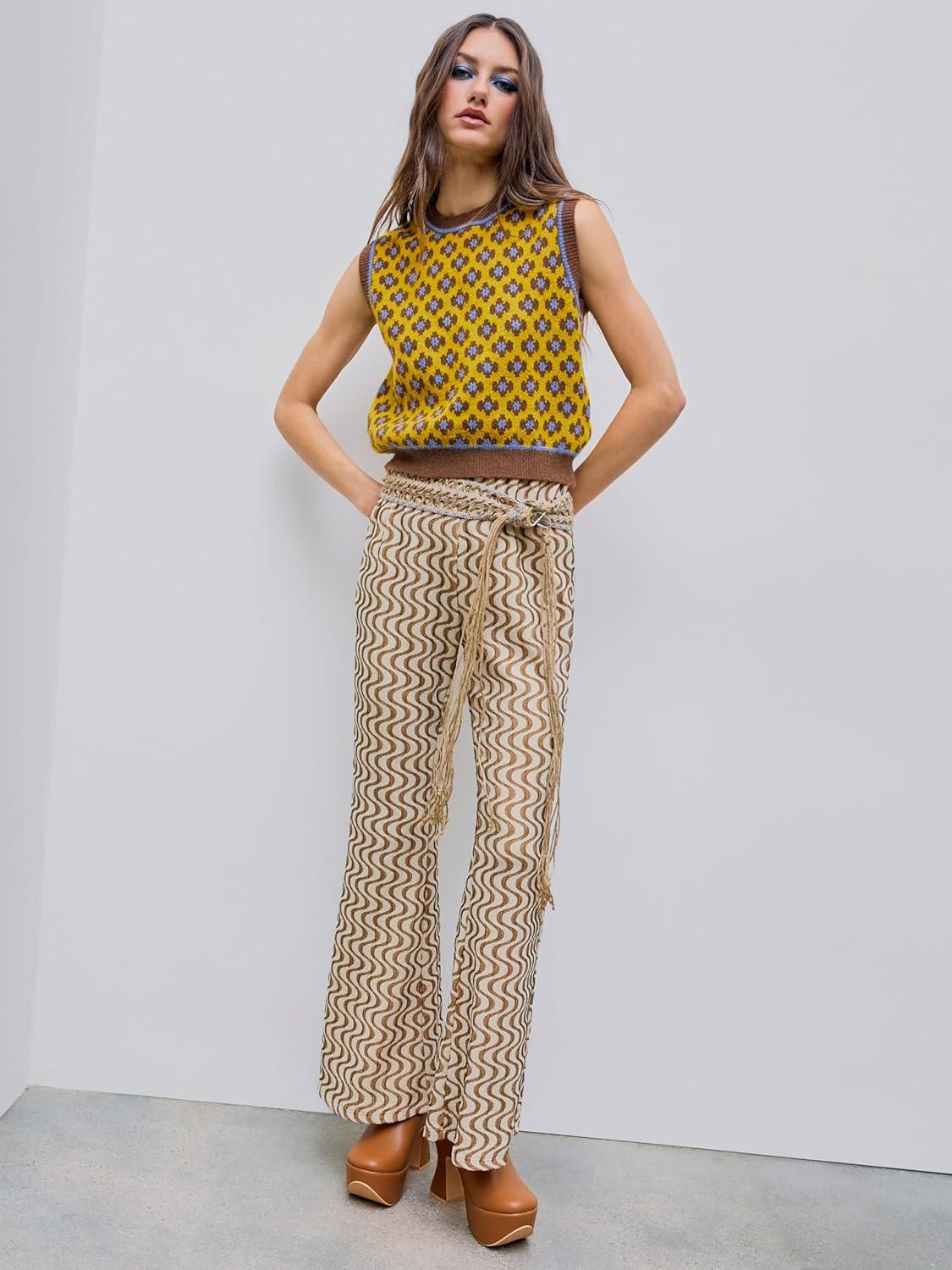 imageCIDER Sweater Vest Women Sleeveless Cropped Sweaters Cute Graphic Tank Tops Old Money Clothes Fall OutfitsYellow