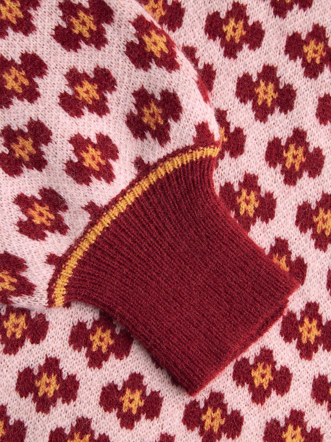 imageCIDER Women Sweaters Floral Crew Neck Long Sleeve Pullover Sweater Trendy Casual Fall OutfitsRed