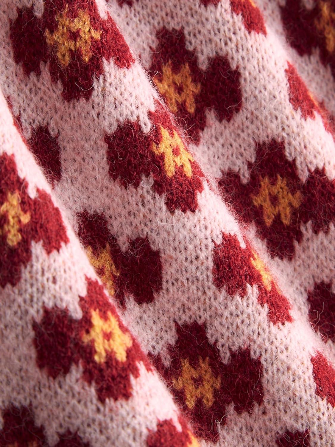 imageCIDER Women Sweaters Floral Crew Neck Long Sleeve Pullover Sweater Trendy Casual Fall OutfitsRed