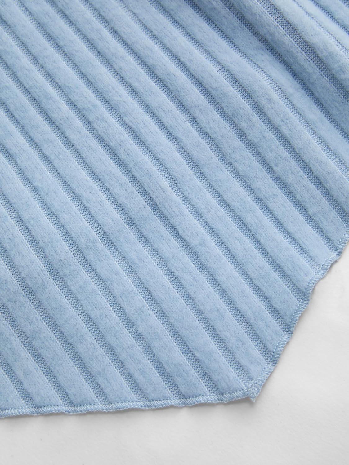 imageCIDER Womens Boat Neck Tops Bell Long Sleeve Shirts Asymmetrical Hem Ribbed Knit Trendy Fall Going Out Tops Y2K ClothesLight Blue