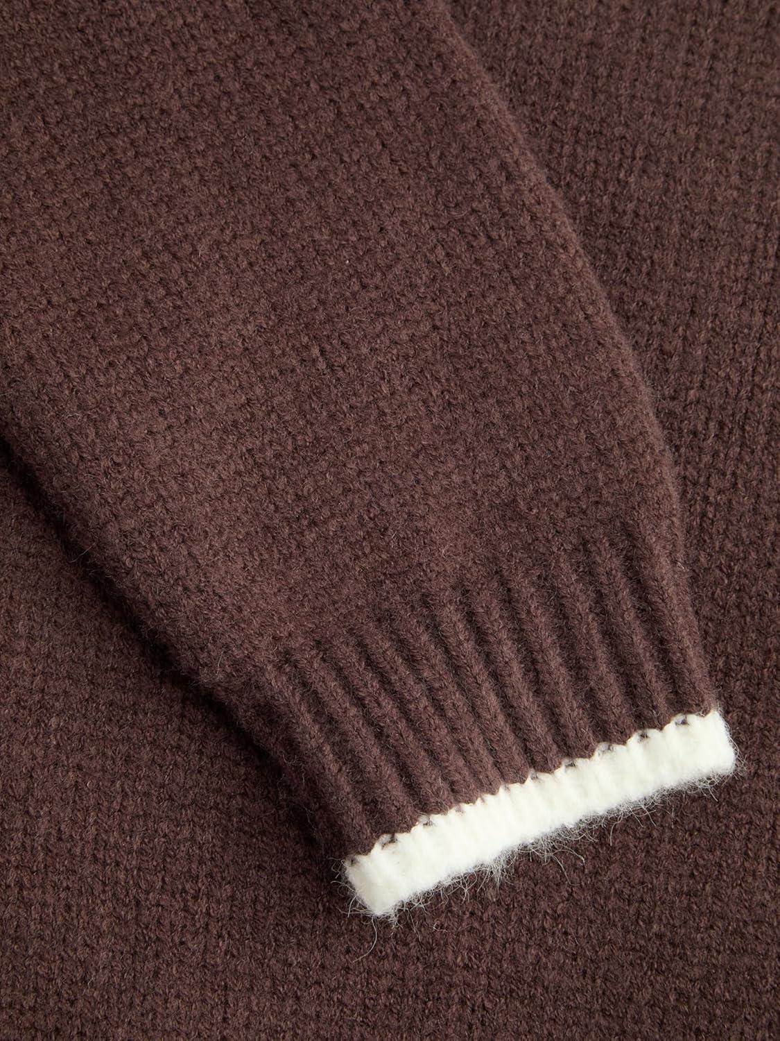 imageCIDER Womens Fall Sweaters Long Sleeve Cute Sweaters Bear Graphic Crewneck Soft Knit Casual Cropped Pullover4brown