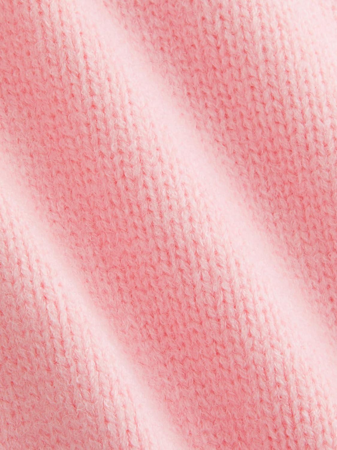 imageCIDER Womens Fall Sweaters Long Sleeve Cute Sweaters Bear Graphic Crewneck Soft Knit Casual Cropped Pullover4pink