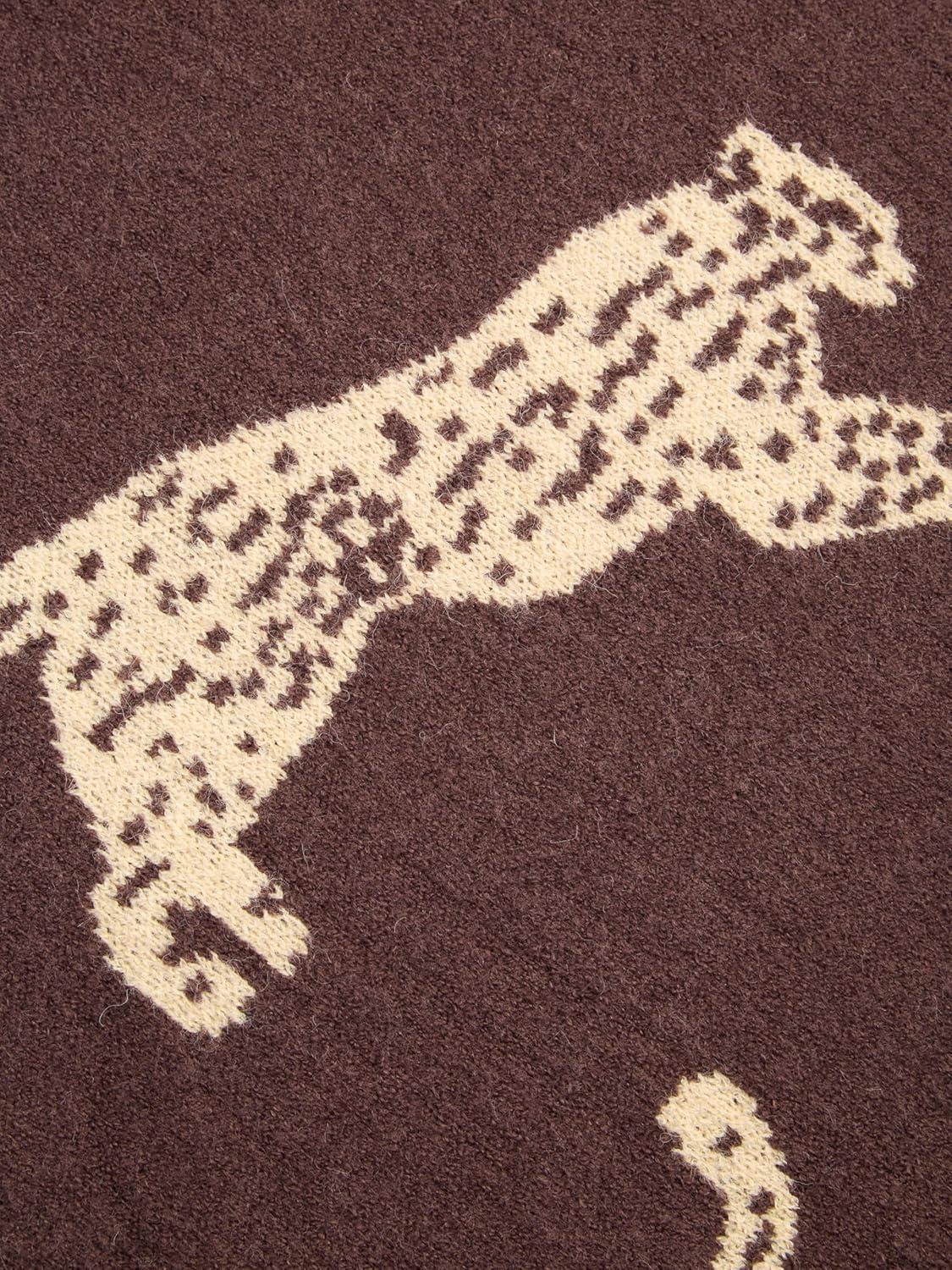 imageCIDER Womens Leopard Crew Neck Long Sleeve Boho Knit Sweater Casual Pullover Fall SweaterCoffee