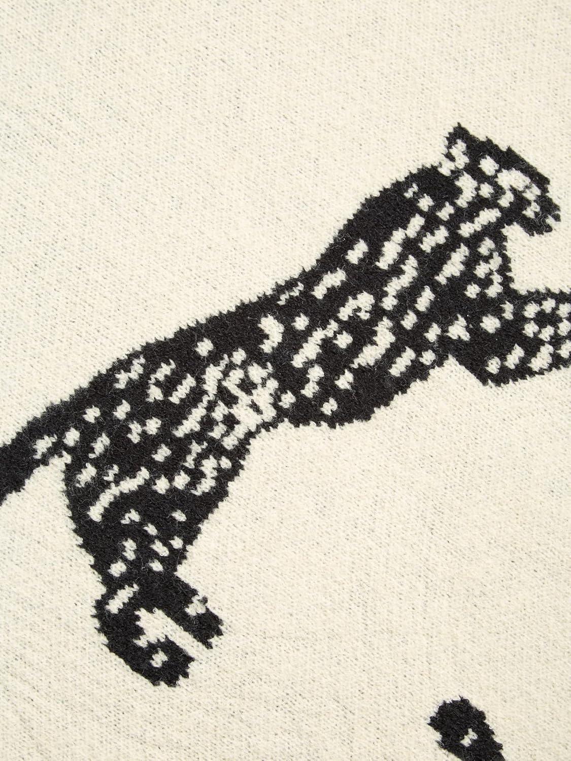 imageCIDER Womens Leopard Crew Neck Long Sleeve Boho Knit Sweater Casual Pullover Fall SweaterKhaki