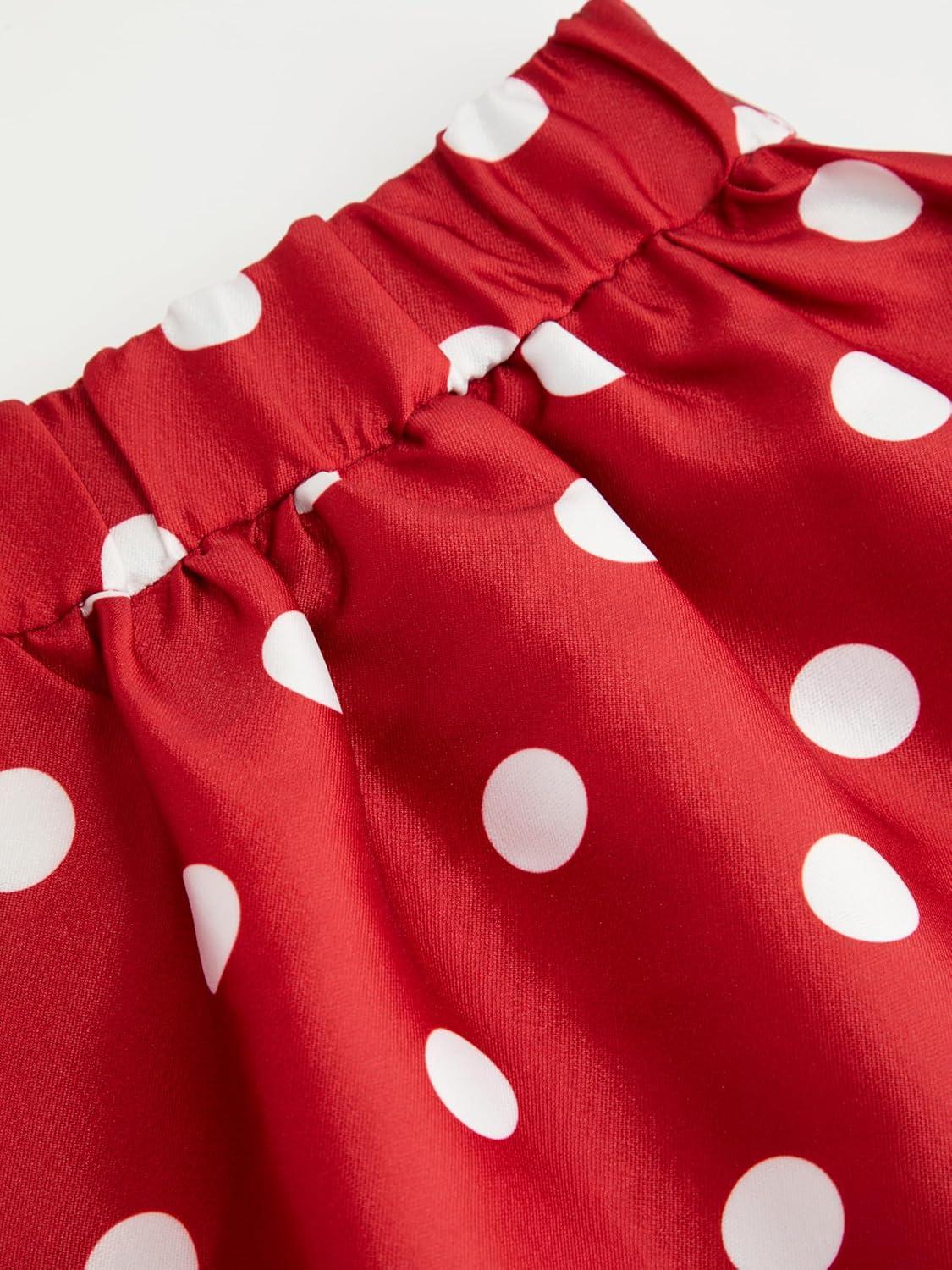 imageCIDER Womens Polka Dot Maxi Skirts A Line Elastic Waisted Elegant Vintage Outfits Casual Skirt 2025 FallRed