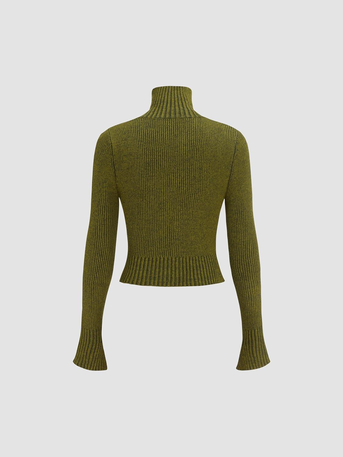 imageCIDER Zipper Cardigan Sweaters for Women Trendy Stand Collar Rivet Cardigans Split Long Sleeve Fall WinterOlive Green