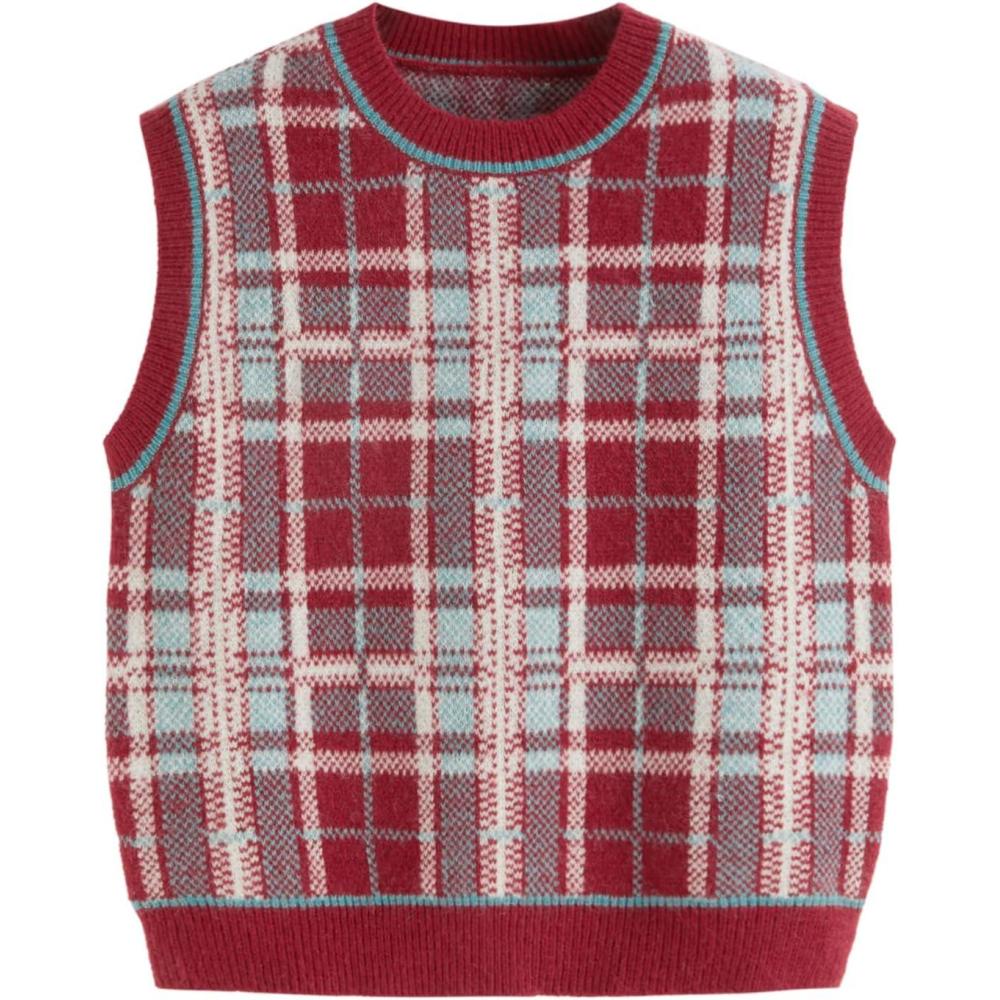 imageCIDER Sweater Vest Women Sleeveless Cropped Sweaters Cute Graphic Tank Tops Old Money Clothes Fall OutfitsFiery Red