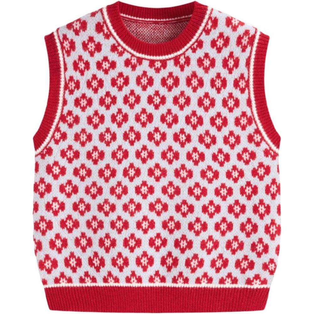 imageCIDER Sweater Vest Women Sleeveless Cropped Sweaters Cute Graphic Tank Tops Old Money Clothes Fall OutfitsRed
