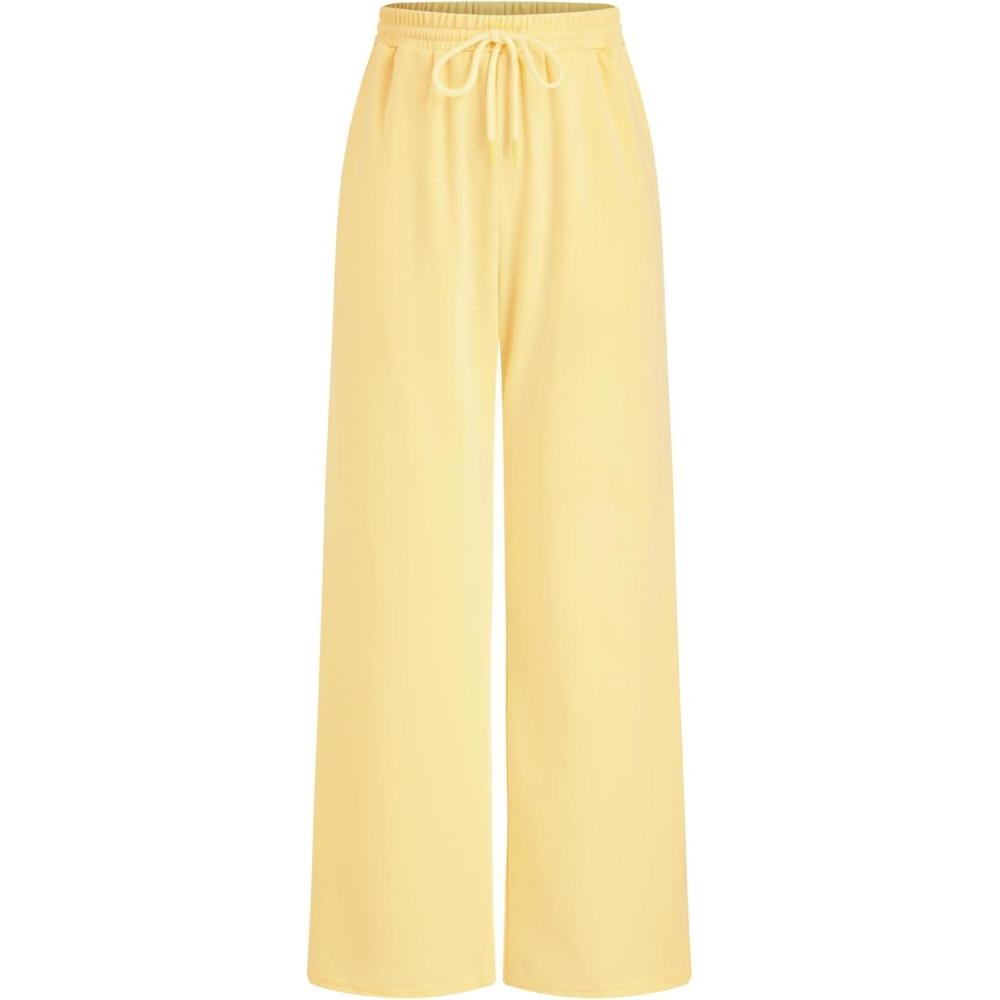 imageCIDER Womens Wide Leg Sweatpants Baggy Drawstring High Waisted Joggers Lounge Sweat Pants with Pockets 2025 FallYellow
