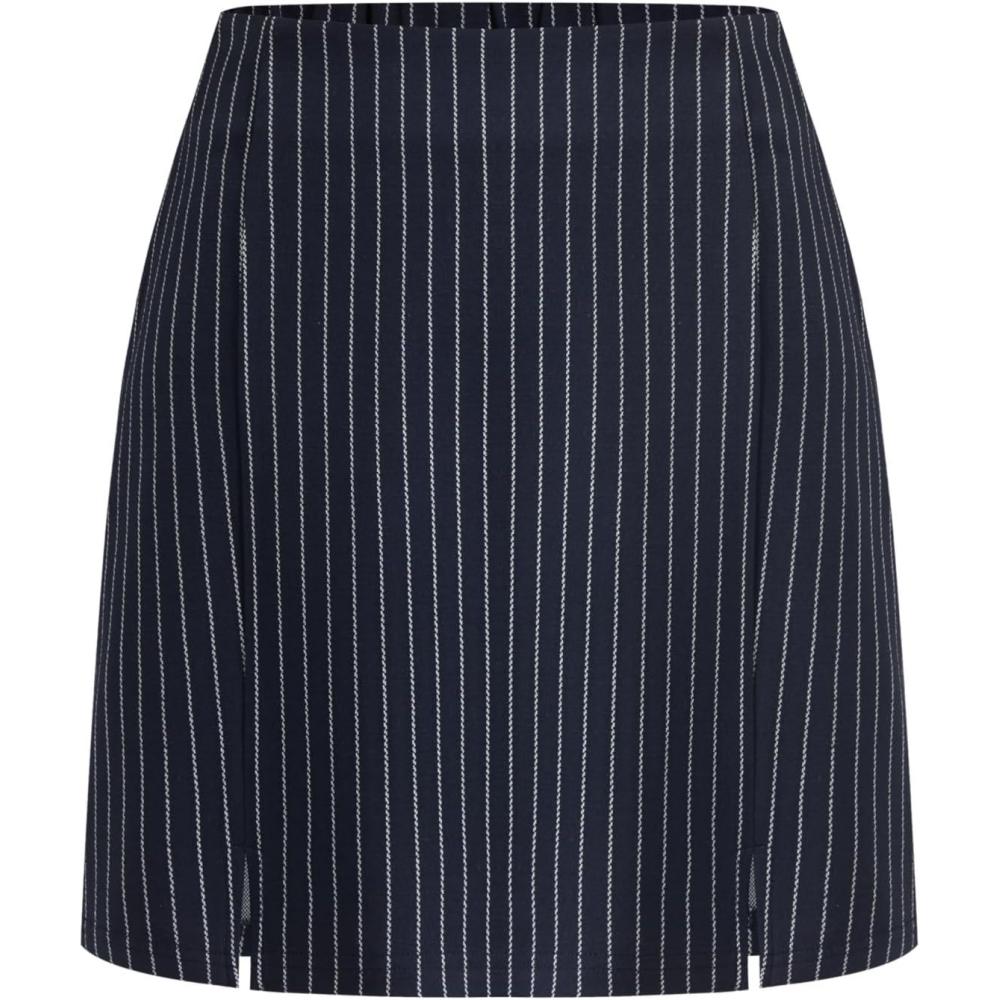 imageCider Mini Skirt High Waist Zip Up Split Bodycon Fitted Party A Line SkirtDark Denim