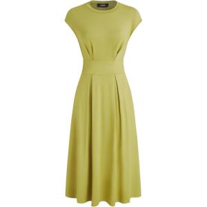 CIDER Cap Shortsleeve Ruched Dress(Olive Green)