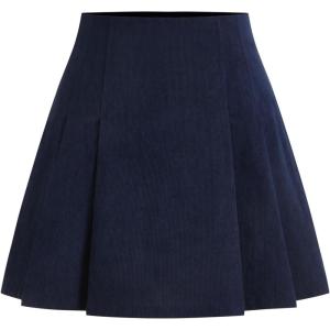 CIDER Mini Skirt Pleated Mid Waist Corduroy Women Short for Women Fall Mini Skirts Trendy(Dark Navy)