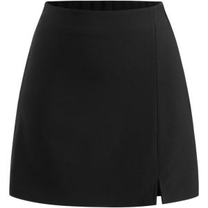 CIDER Mini Skirt for Women Trendy High Waist Slit Hem(Black)
