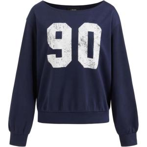 CIDER Off the Shoulder Sweatshirt for Women Graphic Sweatshirts Long Sleeve Pullover Tops Casual Fall Outfits(Navy Blue)