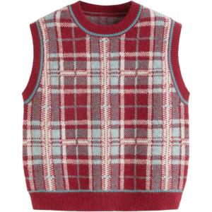 CIDER Sweater Vest Women Sleeveless Cropped Sweaters Cute Graphic Tank Tops Old Money Clothes Fall Outfits(Fiery Red)