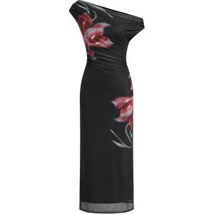 CIDER Women Off Shoulder Maxi Floral Dress Y2k Fall Fashion Wedding Guest Dresses Bodycon Cocktail Party Club Outfits(Black)