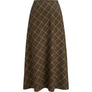 CIDER Women’s Plaid Maxi Skirt A-Line Pleated Fall Fashion Gingham Skirts Going Out Cute Trendy Casual Vintage Outfit(Brown)