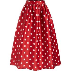 CIDER Womens Polka Dot Maxi Skirts A Line Elastic Waisted Elegant Vintage Outfits Casual Skirt 2025 Fall(Red)