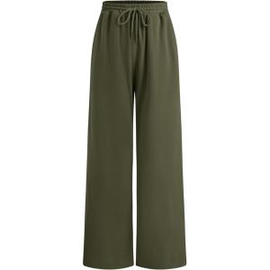 CIDER Women’s Wide Leg Sweatpants Baggy Drawstring High Waisted Joggers Lounge Sweat Pants with Pockets 2025 Fall(Dark Green)