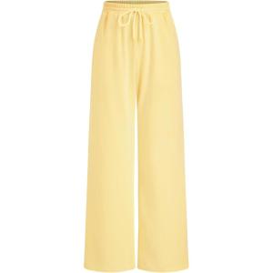 CIDER Women’s Wide Leg Sweatpants Baggy Drawstring High Waisted Joggers Lounge Sweat Pants with Pockets 2025 Fall(Yellow)