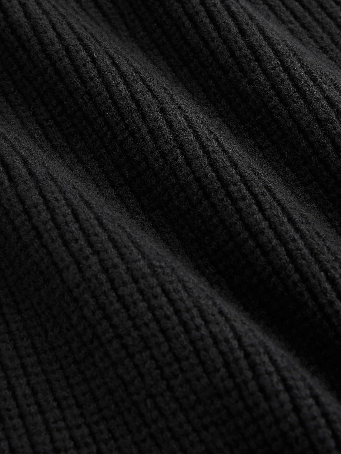 imageCIDER Sequins High Neck Lantern Sleeve Knitted DressBlack