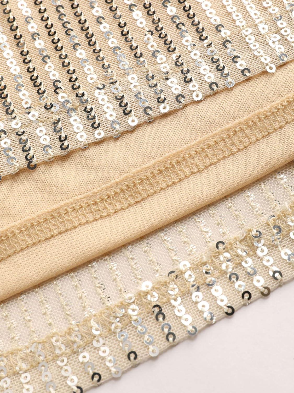 imageCIDER Sequins Mid Waist Straight Leg TrousersChampagne