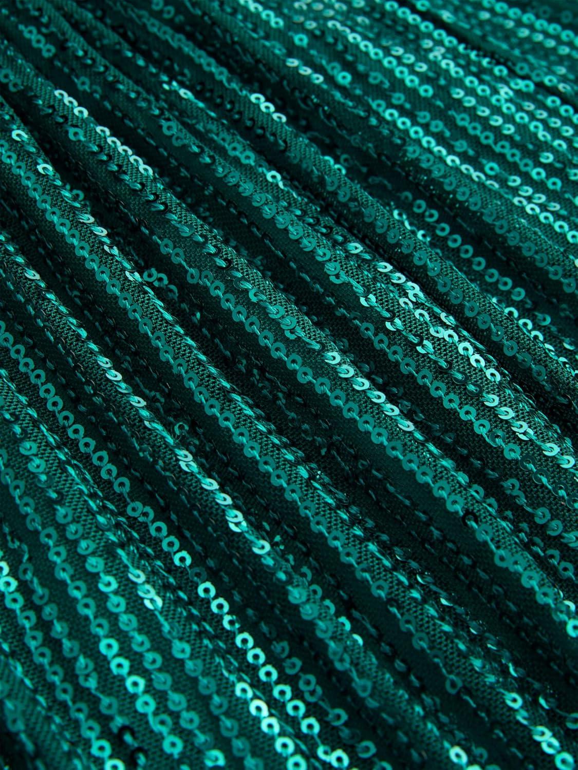 imageCIDER Sequins Mid Waist Straight Leg TrousersDark Green