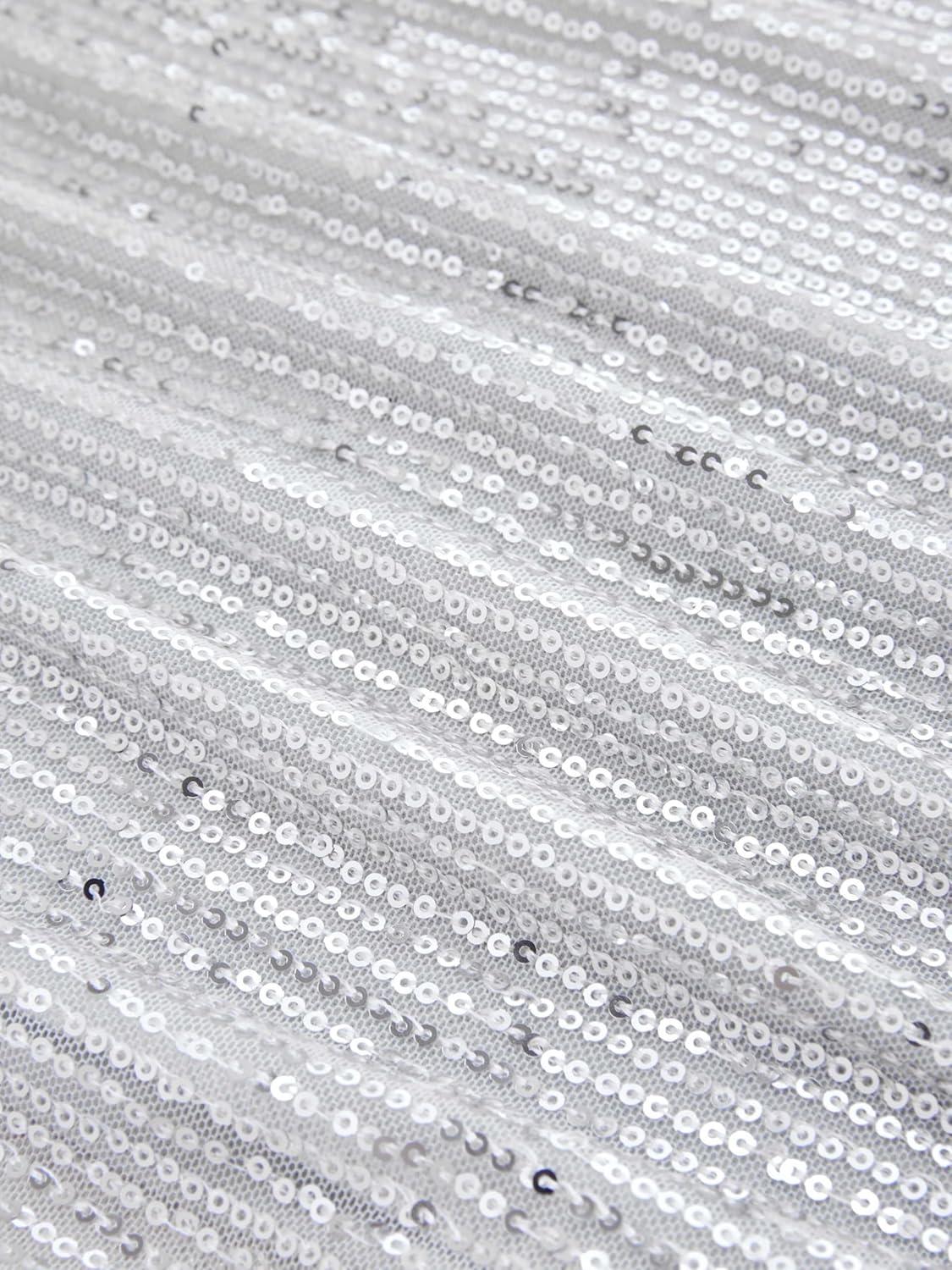 imageCIDER Sequins Mid Waist Straight Leg TrousersSilver