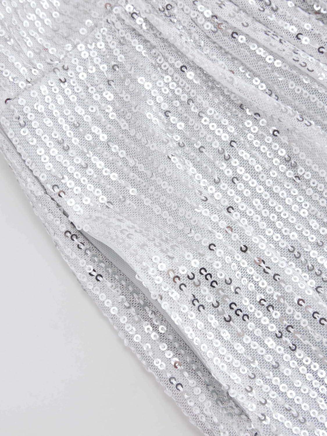 imageCIDER Sequins Mid Waist Straight Leg TrousersSilver