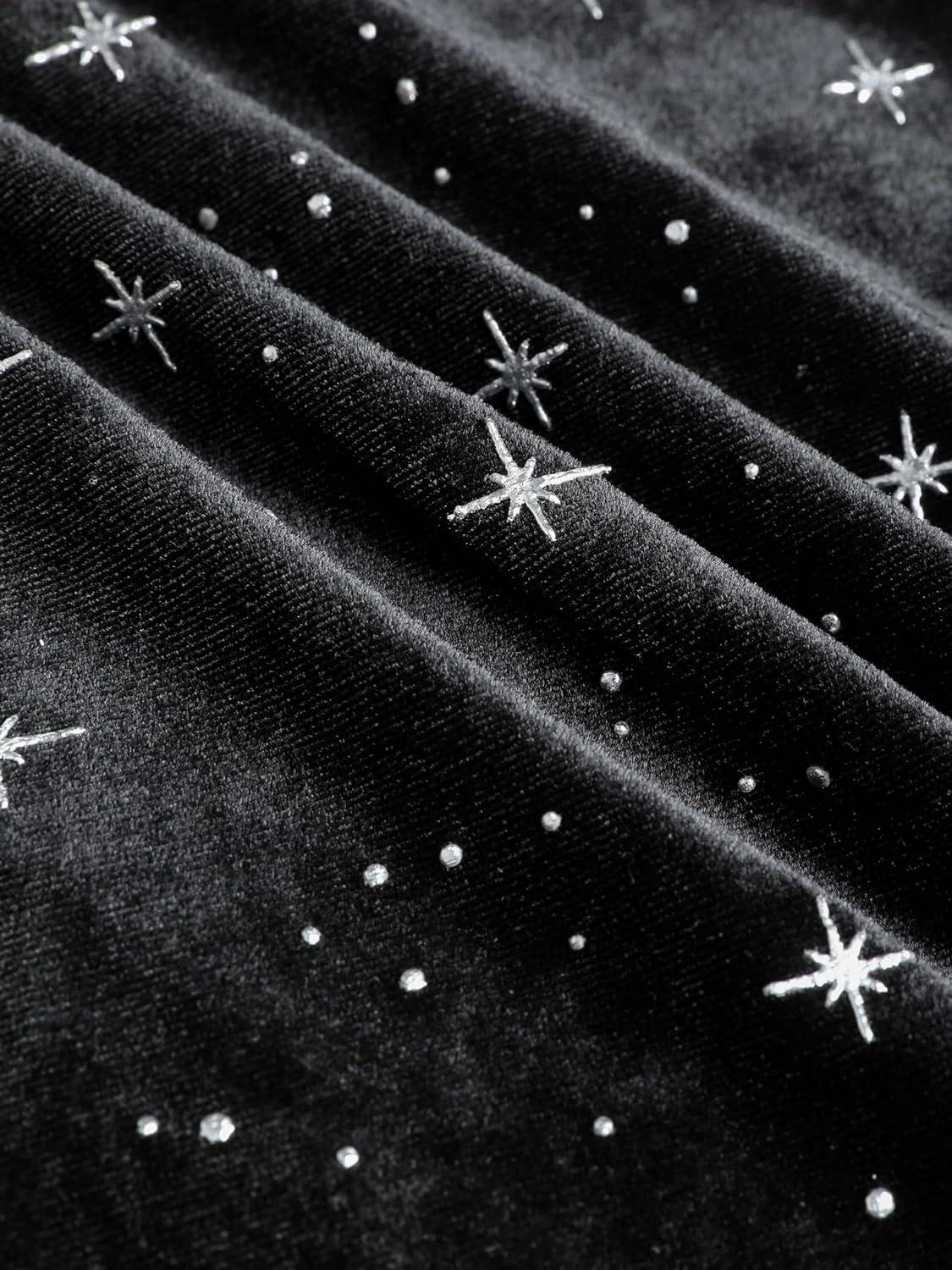 imageCIDER Velvet Star Pattern Bell Sleeve Crop TopBlack