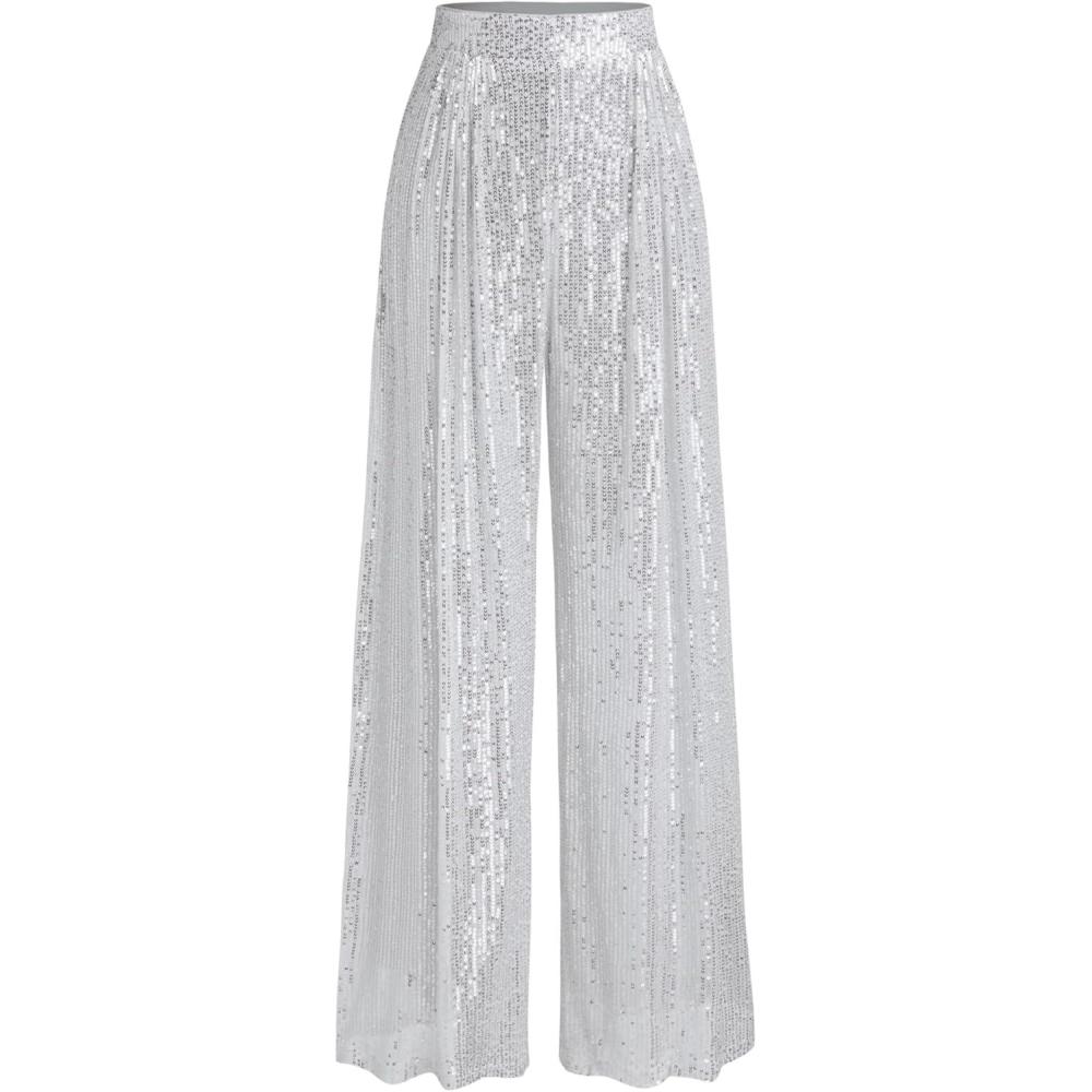 imageCIDER Sequins Mid Waist Straight Leg TrousersSilver