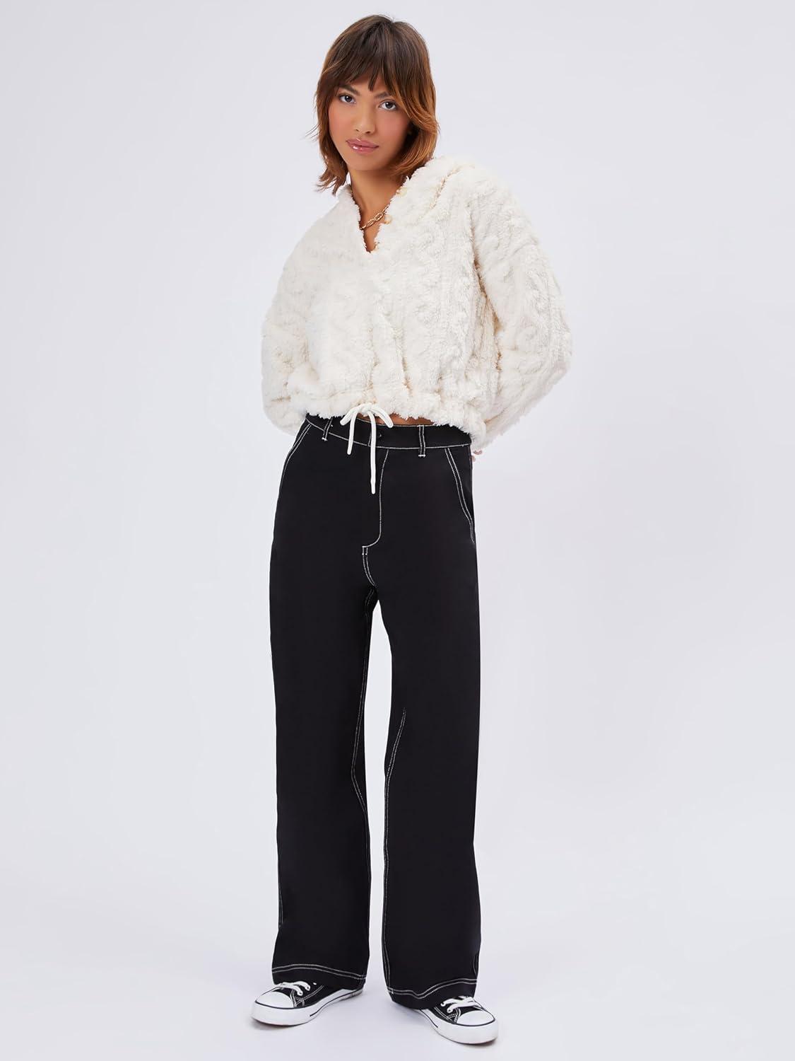 imageCIDER Stitching Wide Leg TrousersBlack