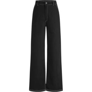 CIDER Stitching Wide Leg Trousers(Black)