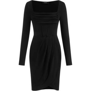 CIDER Womens Long Sleeve Cocktail Dress Party Bodycon Dress(Black)