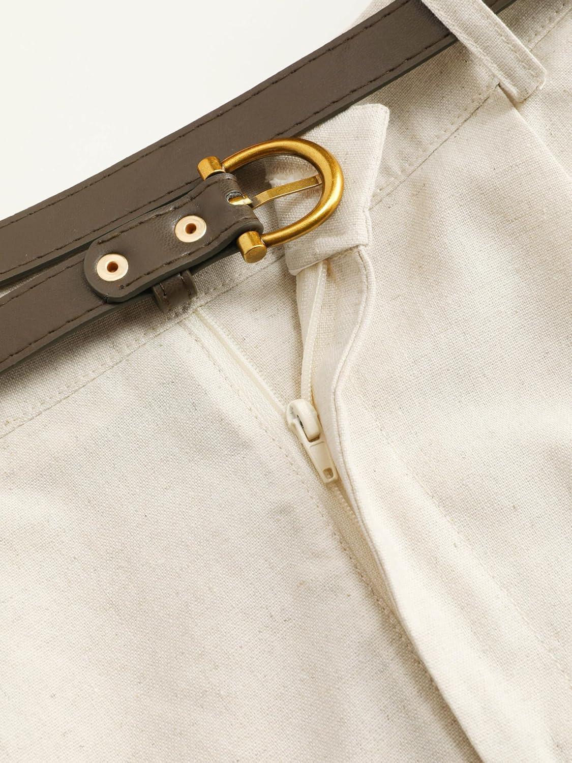 imageCIDER High Waist Belted Wide Leg ShortsBeige