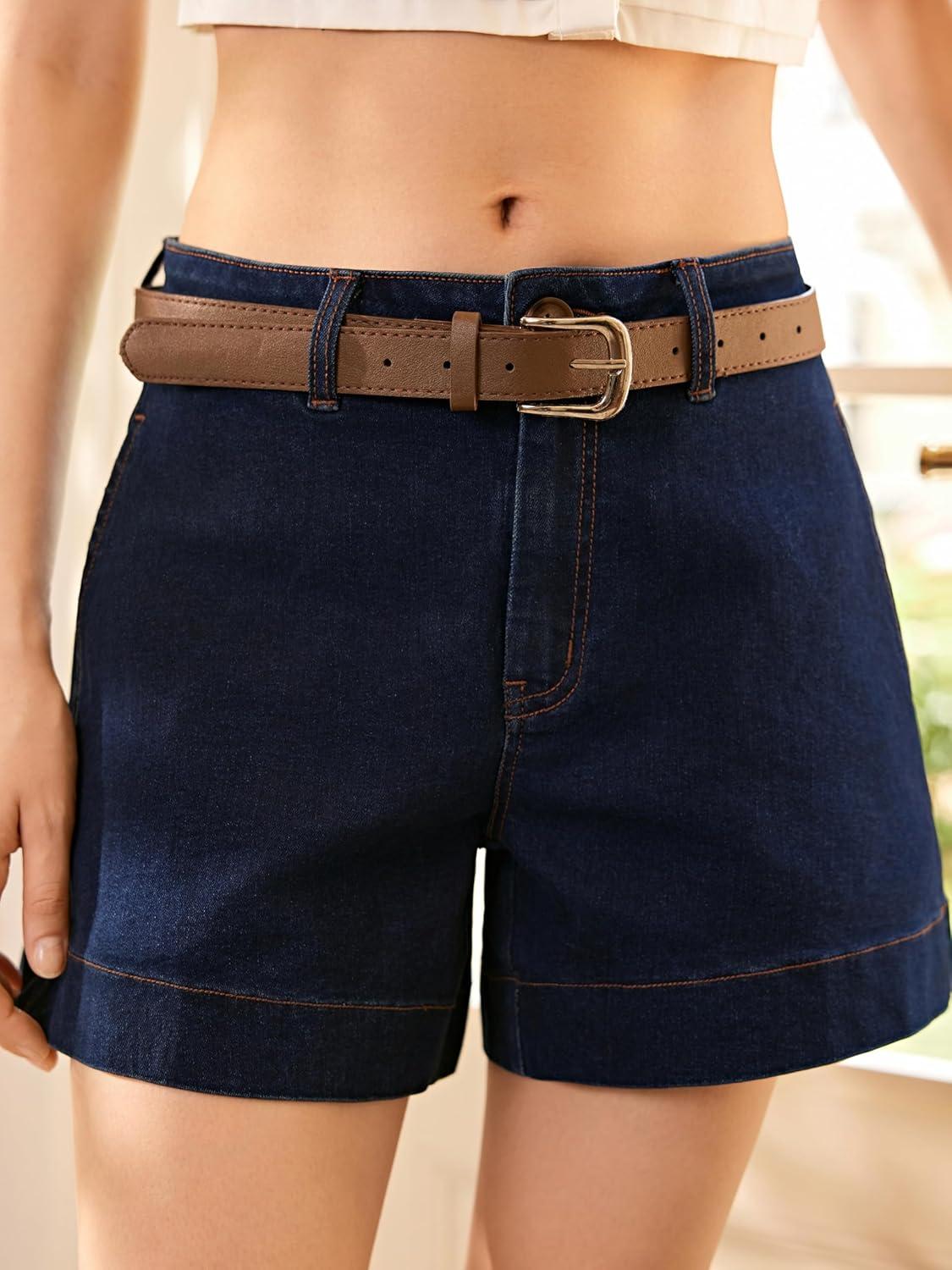 imageCIDER Jeans Shorts for Women Denim Shorts with Pockets Mid Rise Stretchy Casual Trendy Summer OutfitsBlue